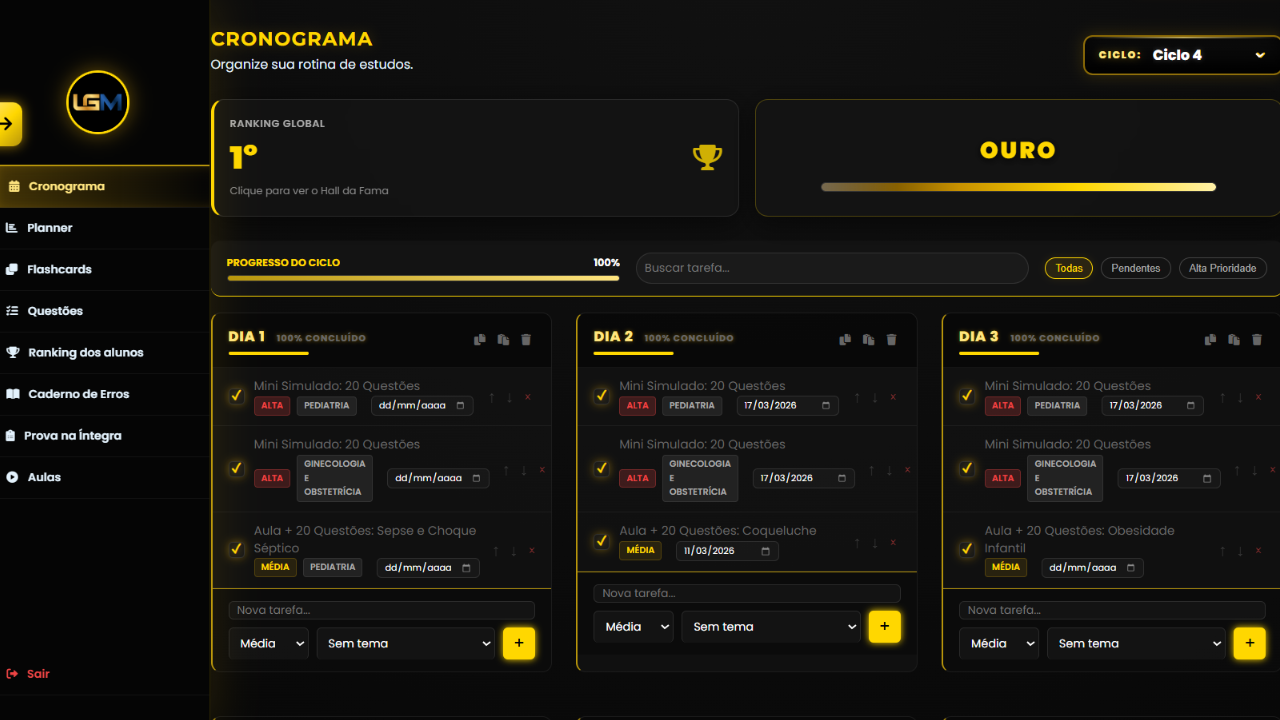 Exemplo de Cronograma Individualizado da LGM Residência